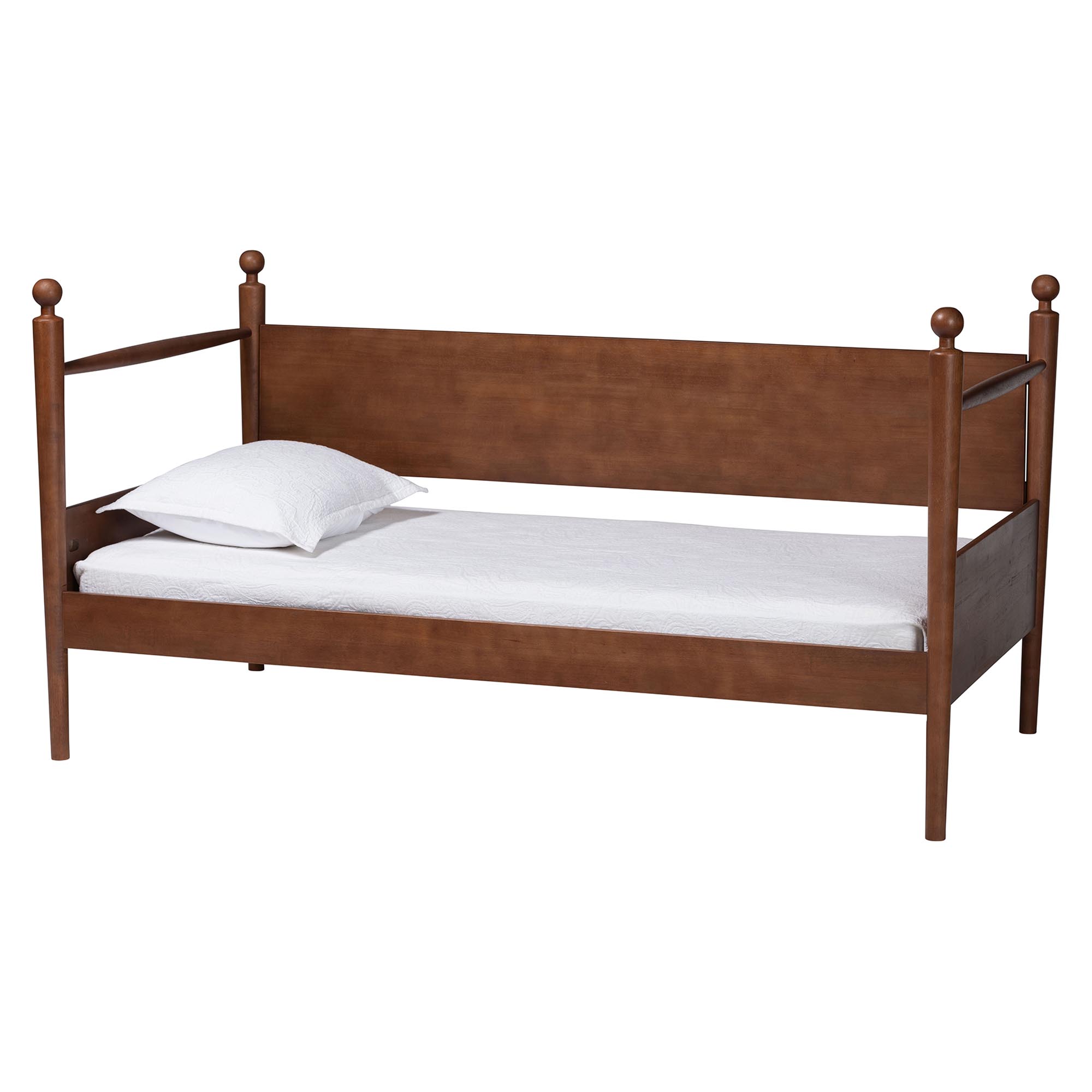Baxton Studio Gianetta Wooden Daybed with Spindle Posts - Classic Cottage-Style Bed Frame with Guardrail Back, Solid Wood Day Bed for Guest Room or Kids Bedroom, Twin